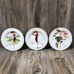 SAKURA Glamour Girls 8" Collectible Plate Set of 3 Plates Home Decor White